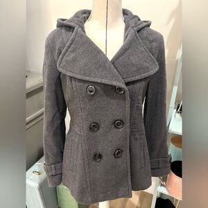 Kenneth Cole Charcoal Double-Breasted Pea Coat